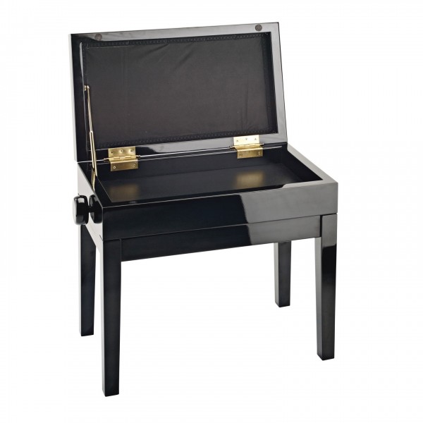 K&M 13950 Piano Bench with Storage, Velvet, Gloss Black