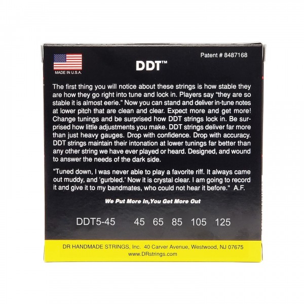 DR Strings DDT5-45 DDT Drop Down Tuning Bass Strings 5-String, 45-125