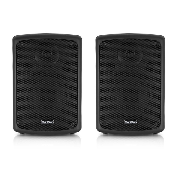 SubZero 80W 8" Active PA Speaker with Yoke Bracket, Pair