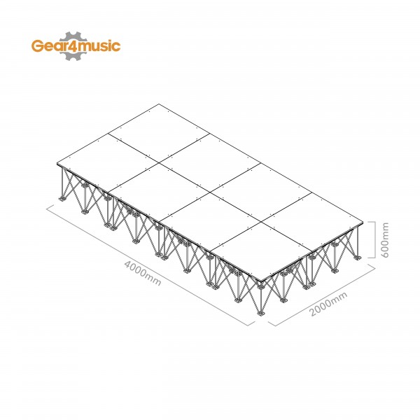 2m x 4m Portable Stage Kit by Gear4music, 60cm