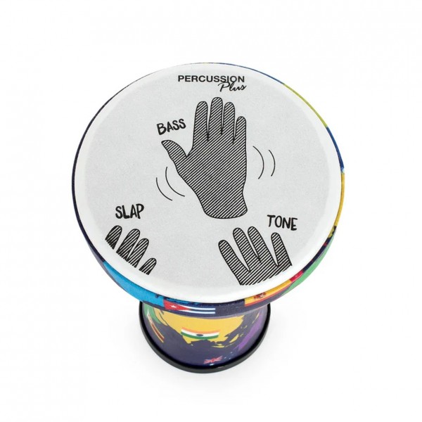 Percussion Plus Slap Djembe, Pre-Tuned, 6 inch Head, World Map