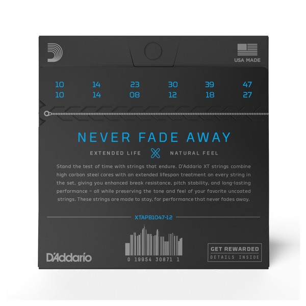 D'Addario XTAPB1047 Phosphor Bronze 12-String Acoustic Strings, 10-47