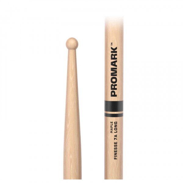 Promark Finesse 7A Long Maple Drumsticks, Small Round Wood Tip