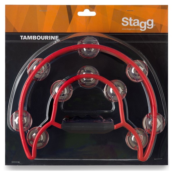 Stagg Cutaway Tambourine, 20 Jingles, Red
