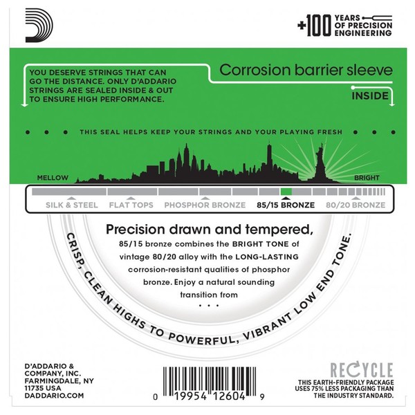 D'Addario EZ890 85/15 Bronze Acoustic Strings, Super Light, 09-45