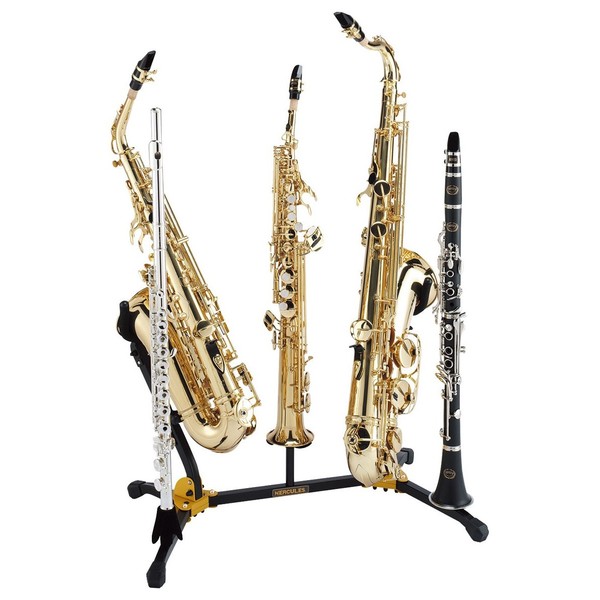 Hercules DS538B Alto and Tenor Saxophone Dual Stand, With 3 Pegs