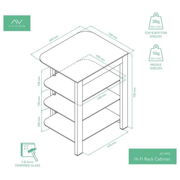 AVCOM Hi-Fi Rack Cabinet, Matt White