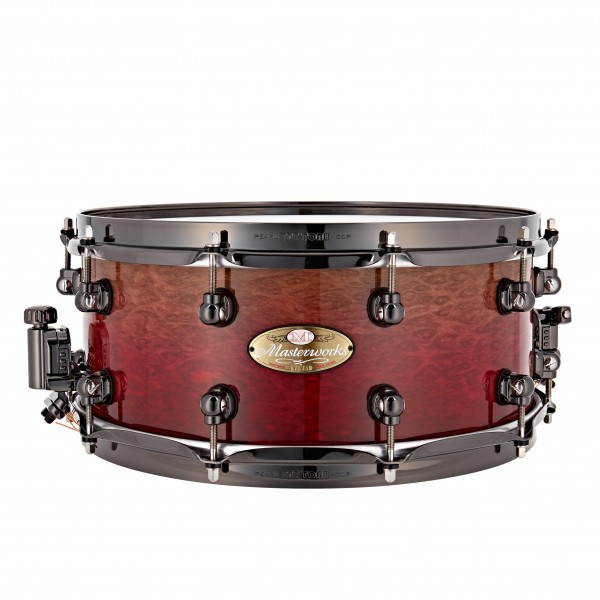 Pearl Masterworks 14 x 6" Snare Drum, Red Fade over Eucalyptus