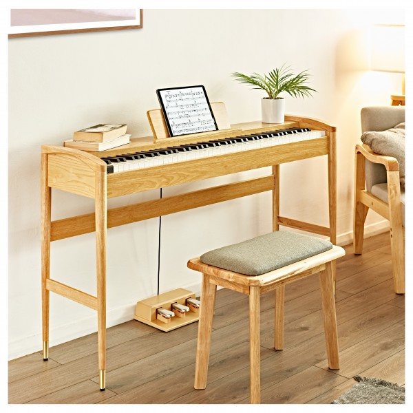 Keynote Contemporary Digital Piano with Bluetooth Light Oak, Stool Pack