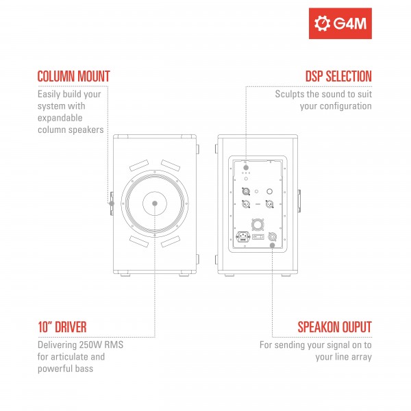 G4M 1x10" Subwoofer for Modular Column PA System