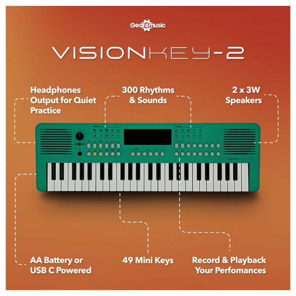VISIONKEY-2 49 Key Portable Keyboard, Green