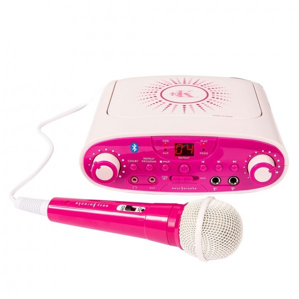 Easy Karaoke Bluetooth Karaoke Machine & 1 Microphone, Pink