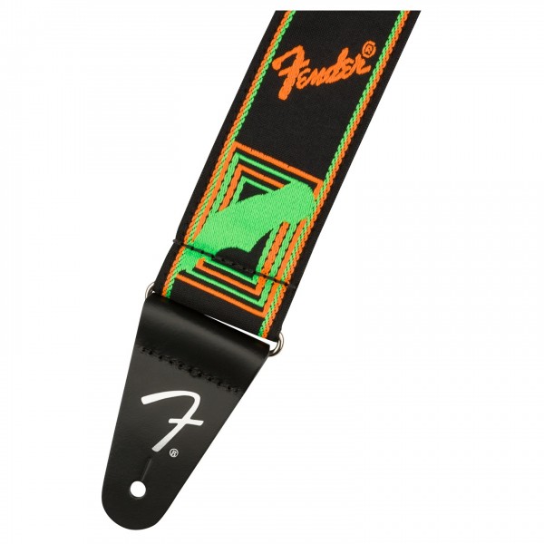 Fender Neon Monogram Guitar Strap, Green/Orange
