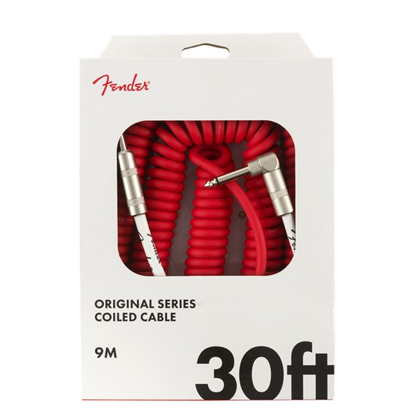 Fender Original 30ft Coil Straight/Angle Instrument Cable, Fiesta Red