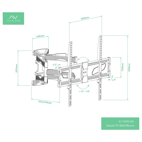 AVCOM Swivel TV Wall Mount