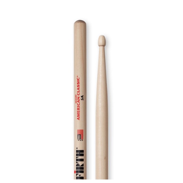 Vic Firth American Classic 5A Hickory Drumsticks, Wood Tip