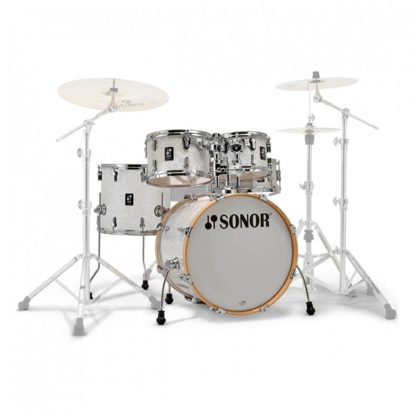 Sonor AQ2 20" 5pc Drum Kit With Free Hardware, White Pearl