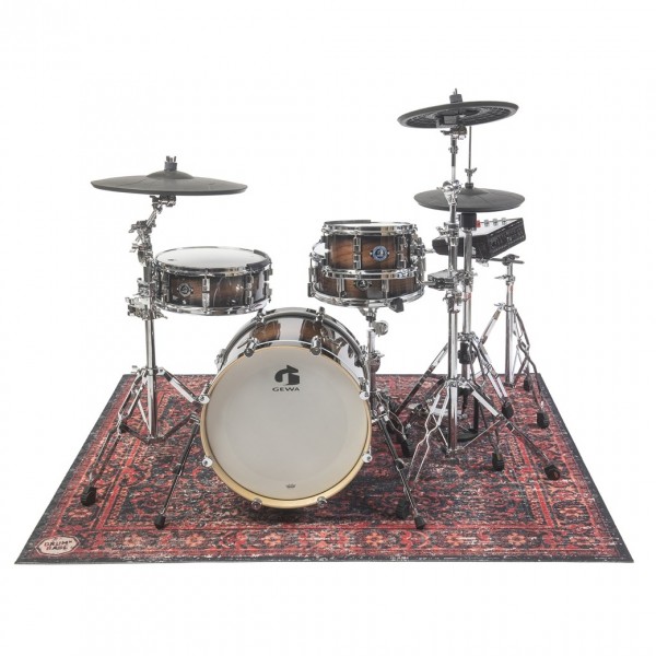 Drum n Base Vintage Persian Club Series Drum Mat, Black & Red 163cm x 142cm