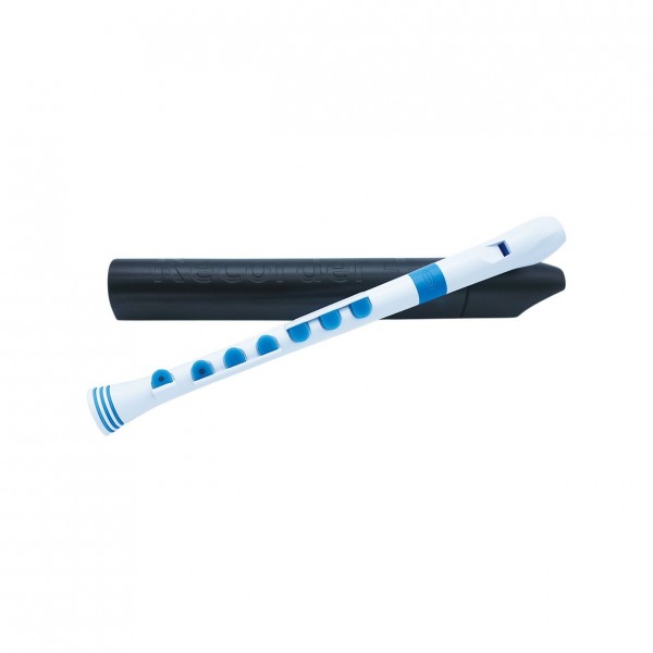 Nuvo Recorder+ with Hard Case,German Fingering, White and Blue