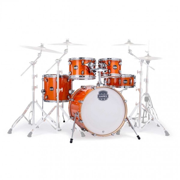 Mapex Mars Maple 22" 5pc Rock Fusion Shell Pack w/Bags, Glossy Amber