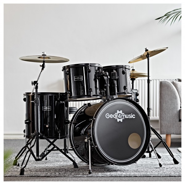 BDK-1plus Full Size Starter Drum Kit + Practice Pack, Black