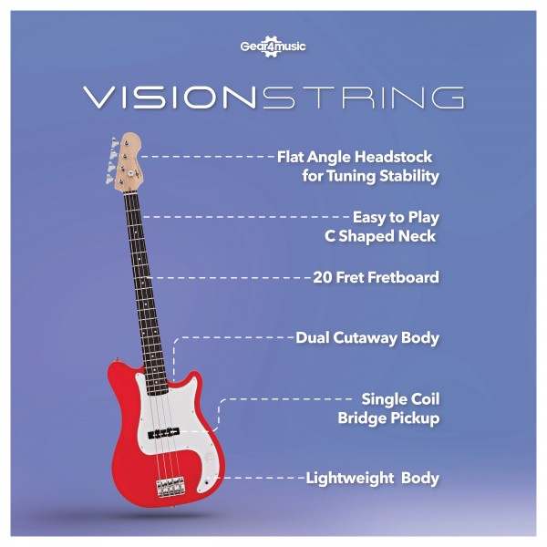 VISIONSTRING Bass Guitar Pack, Red