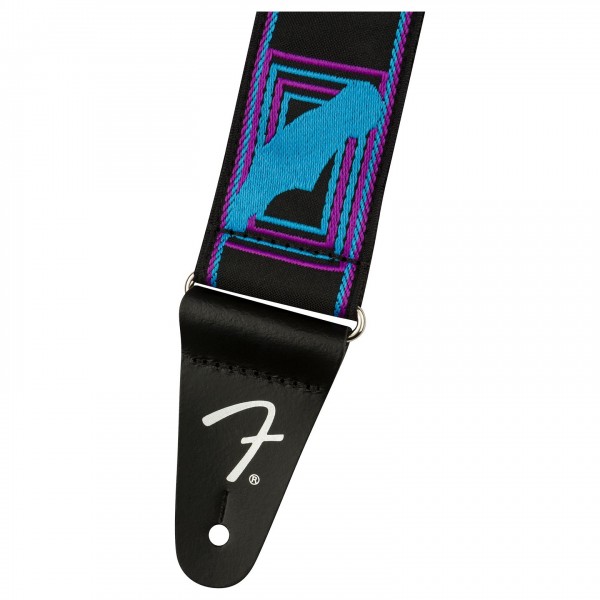 Fender Neon Monogram Guitar Strap, Blue and Purple, 2"
