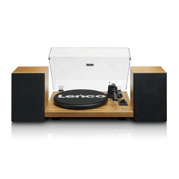 Lenco LS-500 Bluetooth Turntable with Speakers Bundle, Wood