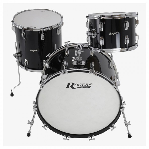 Rogers Powertone 24" 3pc Shell Pack, Piano Black with Inlay