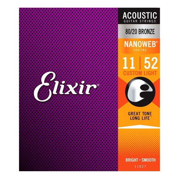 Elixir 11027 NANOWEB Custom Light Acoustic Strings, 11-52