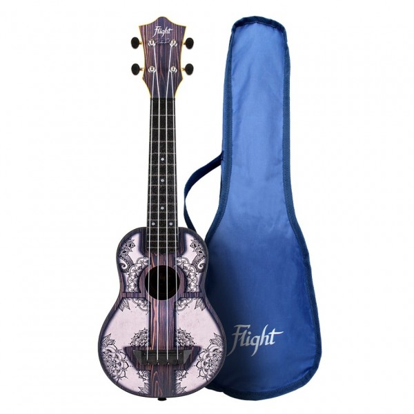 Flight TUS-40 Travel Soprano Ukulele, Mandala Wood