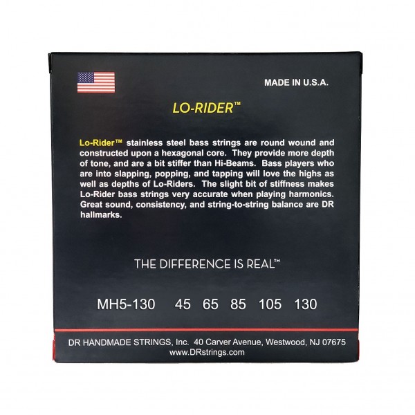DR Strings MH5-130 LO-RIDER 5-String Bass Strings, 45-130