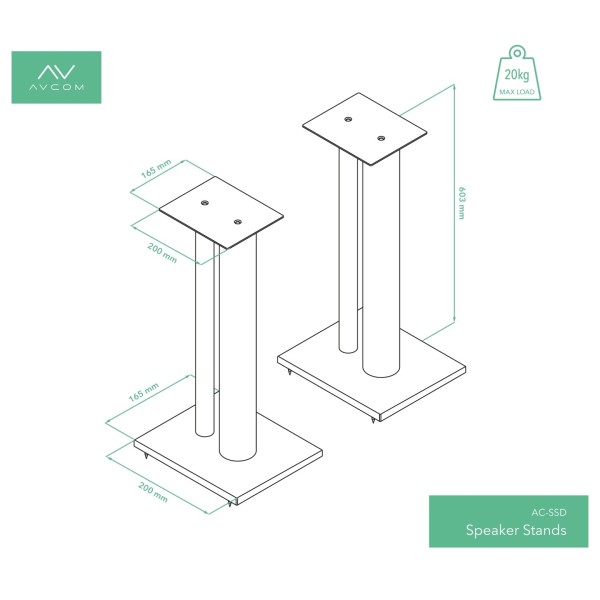 AVCOM 600mm Speaker Stands, Black (Pair)