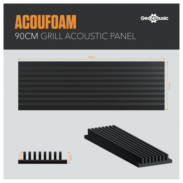 AcouFoam 90cm Grill Acoustic Panel, Pair by Gear4music