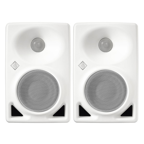 Neumann KH 80 DSP Studio Monitor Pair, White with Monitor Stands