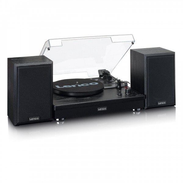 Lenco LS-101BK Turntable with Separate Speakers, Black
