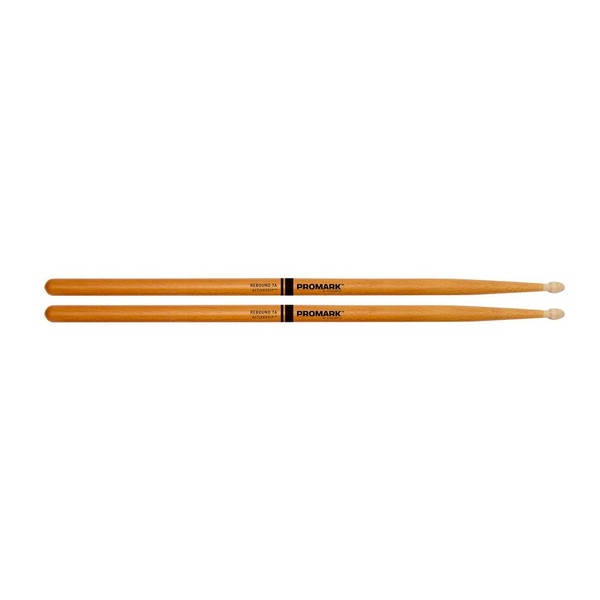 Promark Rebound 7A ActiveGrip Clear Hickory Drumsticks, Wood Tip