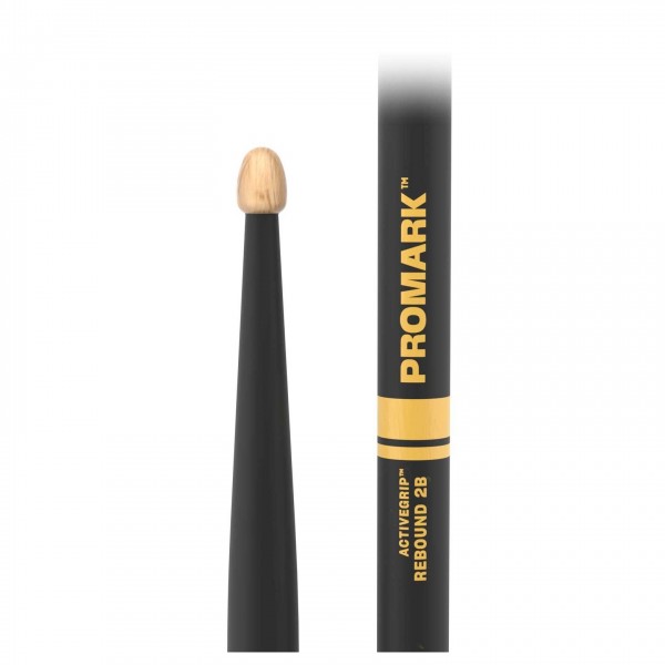 Promark Rebound 2B ActiveGrip Hickory Drumsticks, Acorn Wood Tip