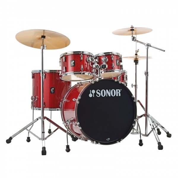 Sonor AQX 22" 5pc Drum Kit w/Hardware, Red Moon Sparkle