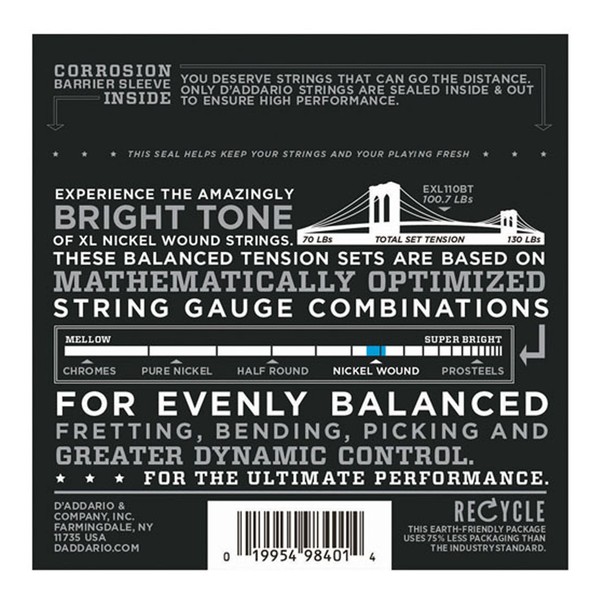 DAddario EXL110BT Nickel Wound, Balanced Tension Regular Light, 10-46