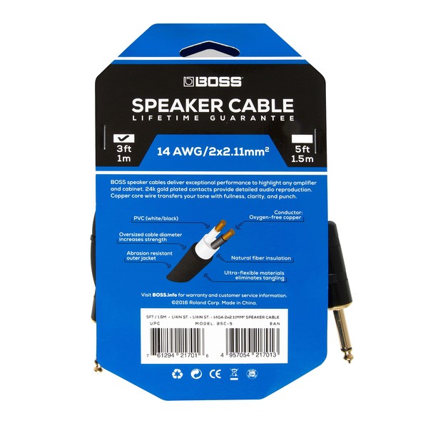 Boss BSC-3 3ft / 1m Speaker Cable