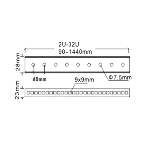 19" Rack Strip by Gear4music, 10U Length