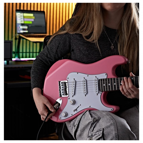 3/4 LA Electric Guitar by Gear4music, Pink