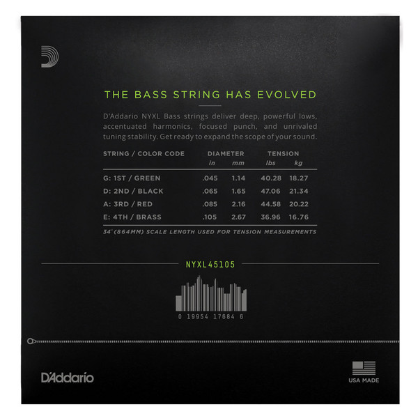 Daddario NYXL45105, Bass Gtr String Set Long Scale 45-105
