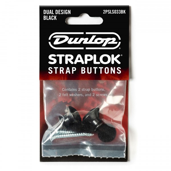 Dunlop Straplok Dual Design Strap Buttons, Black