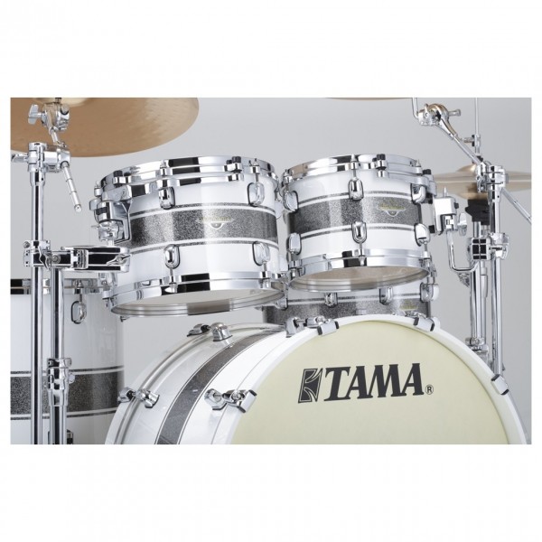 Tama Starclassic Maple 22" 4pc Shell Pack, Silver Snow Racing Stripe