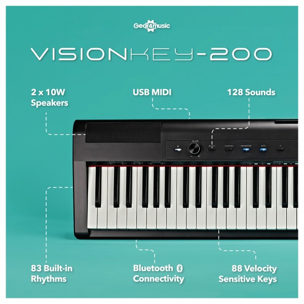 VISIONKEY-200 Portable Digital Stage Piano, with Bluetooth