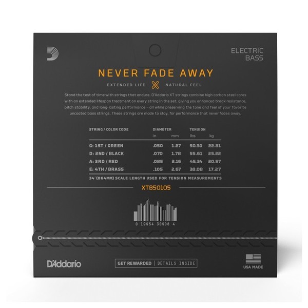 D'Addario XTB50105 XT NPS Medium Bass Strings, 50-105