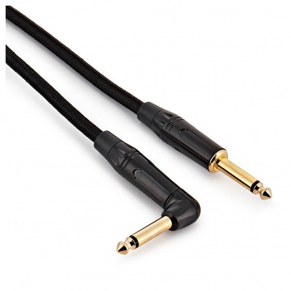 6.35mm TS Jack - 6.35mm TS Jack Braided Right Angled Pro Cable, 3m