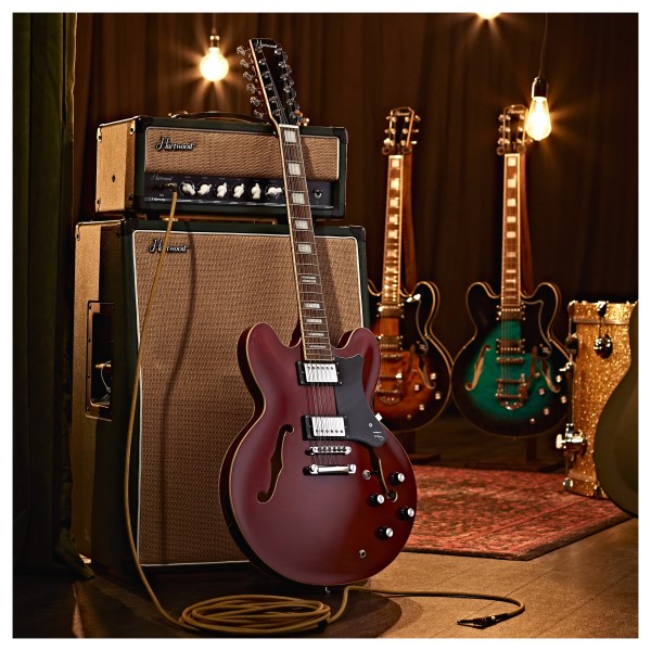 Hartwood Revival 12 String Semi Acoustic Guitar, Cherry Red